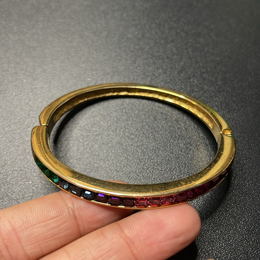 Gold plated bracelet with Swarovski crystals - Picture 3 of 9